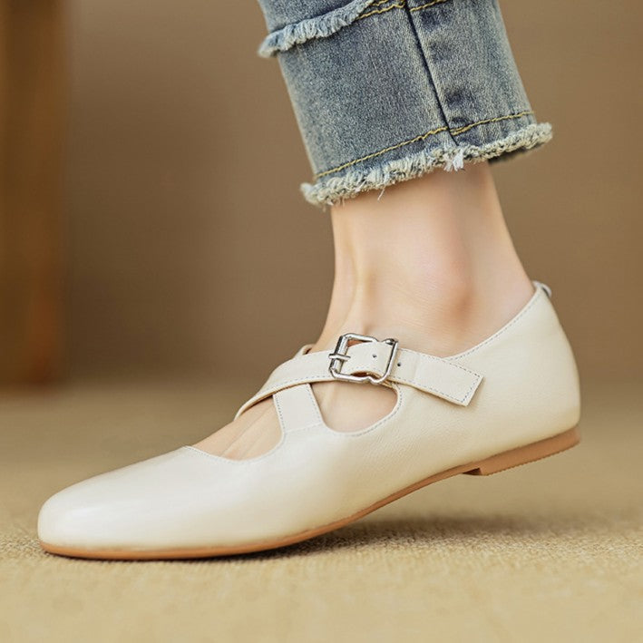 Rosa's Morven Cross-Strap Leather Flats