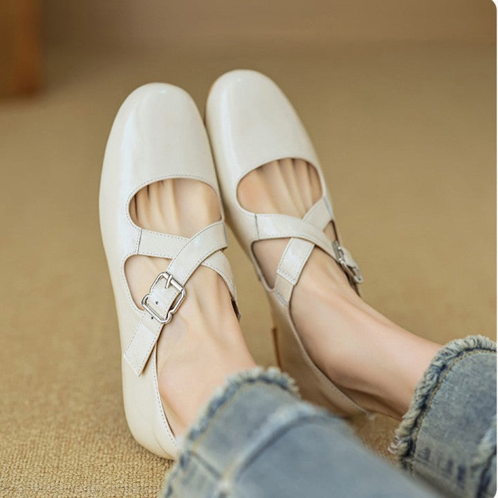 Rosa's Morven Cross-Strap Leather Flats