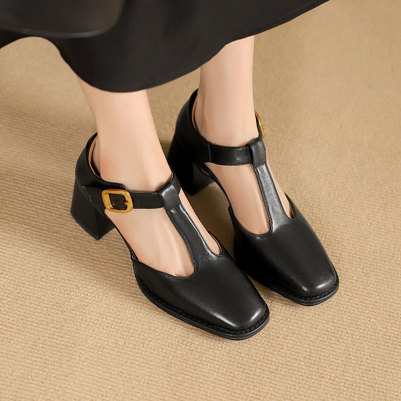 Rosa's Marcele T-Strap Leather Pumps