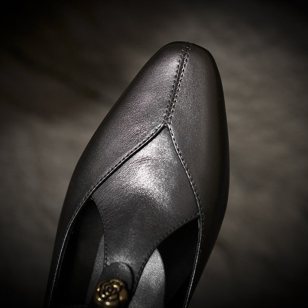 Rosa's Camelia Classic T-Bar Leather Pumps