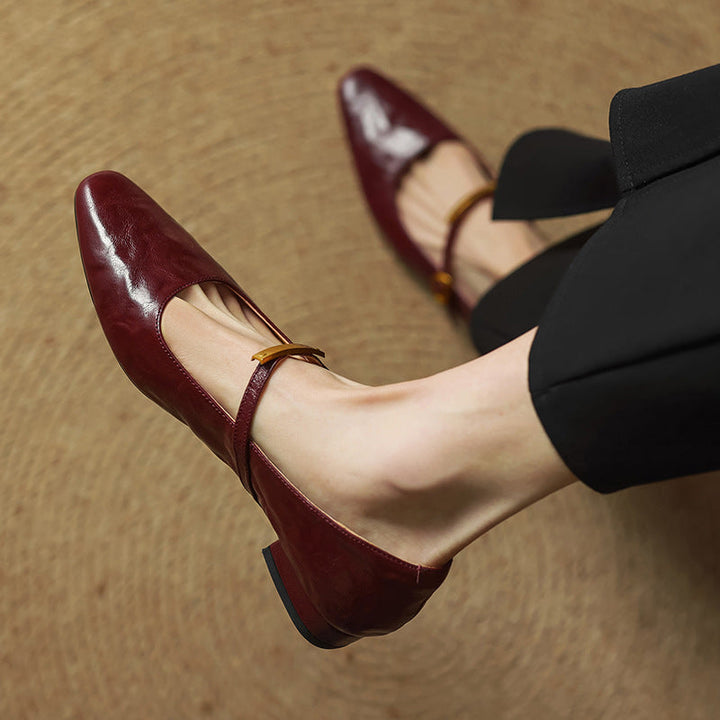 Rosa's Eloria Lambskin Leather Mary Janes
