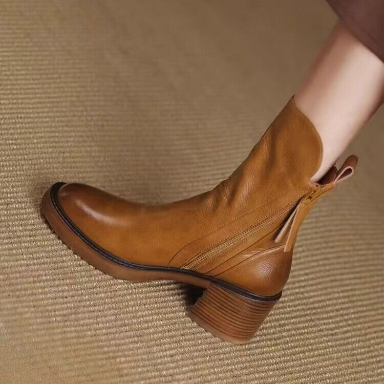 Rosa's Norwen Stacked-Heel Leather Boots