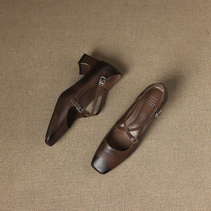 Rosa's Marvane Leather Kitten Heels