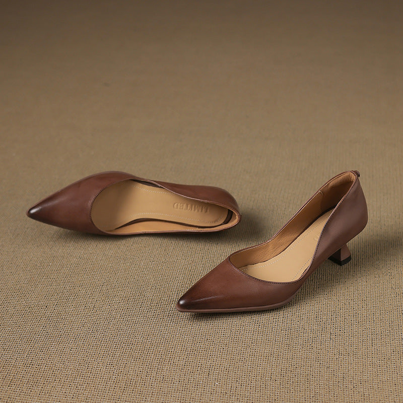 Rosa's Calenne Leather Kitten Heels
