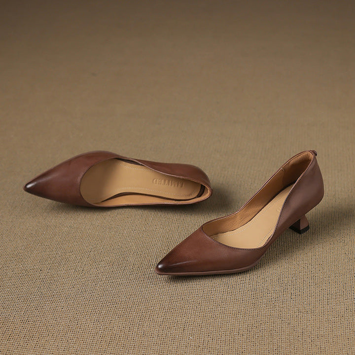 Rosa's Calenne Leather Kitten Heels