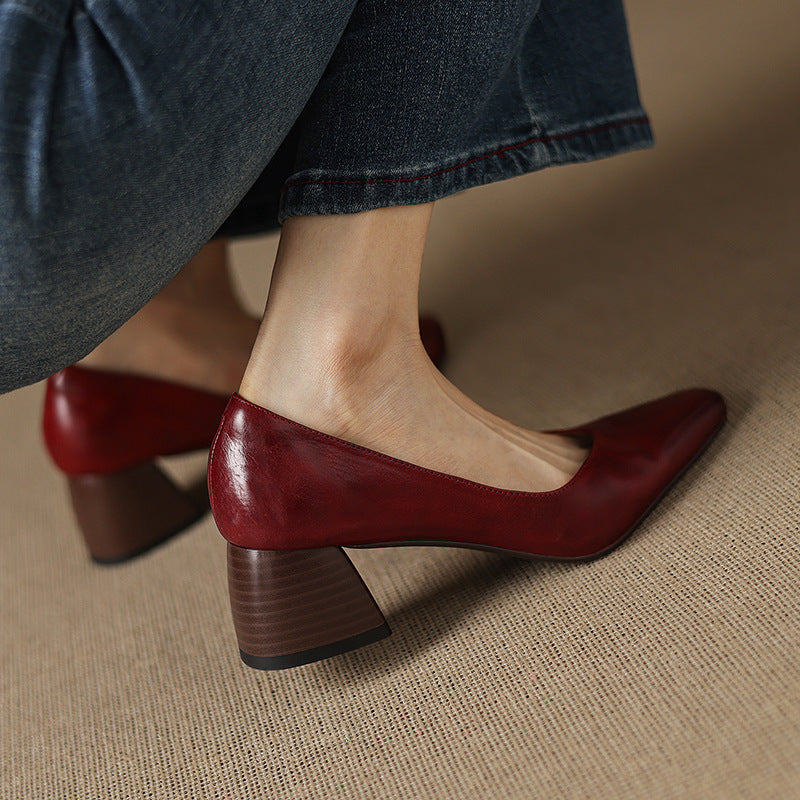 Rosa's Caldre Square Leather Pumps