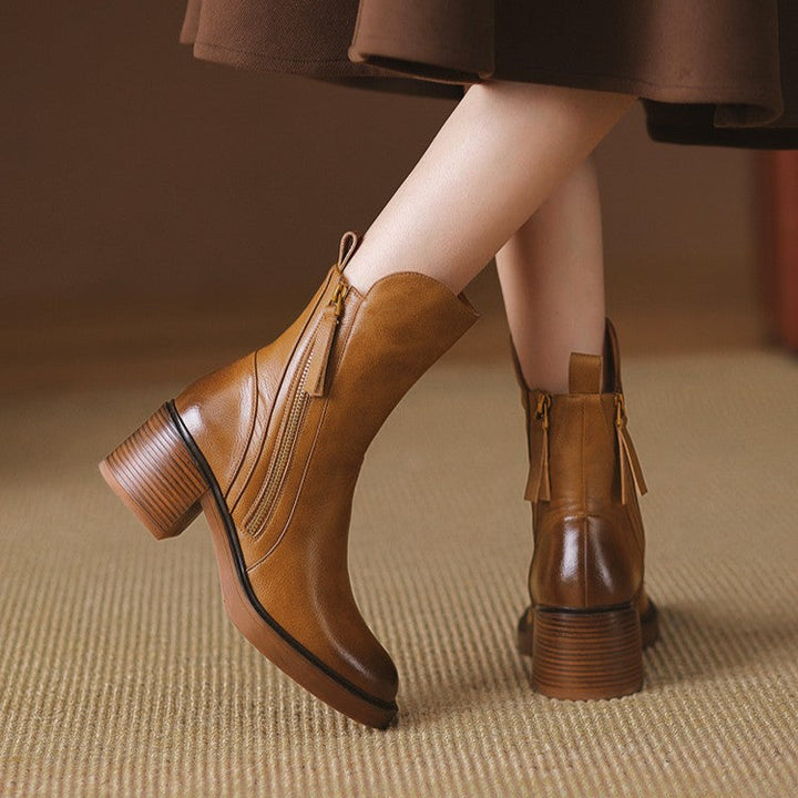 Rosa's Norwen Stacked-Heel Leather Boots
