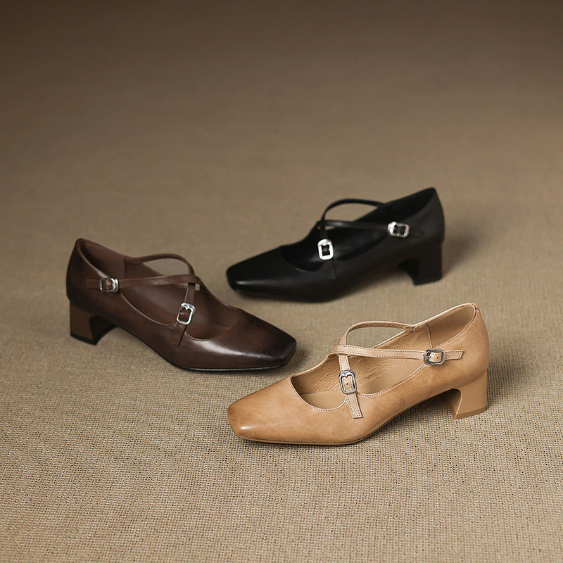 Rosa's Marvane Leather Kitten Heels