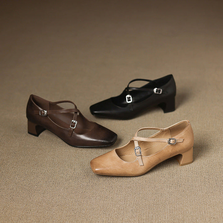 Rosa's Marvane Leather Kitten Heels
