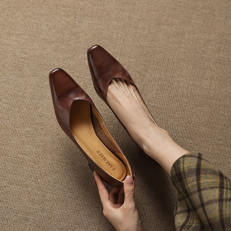 Rosa's Caldre Square Leather Pumps