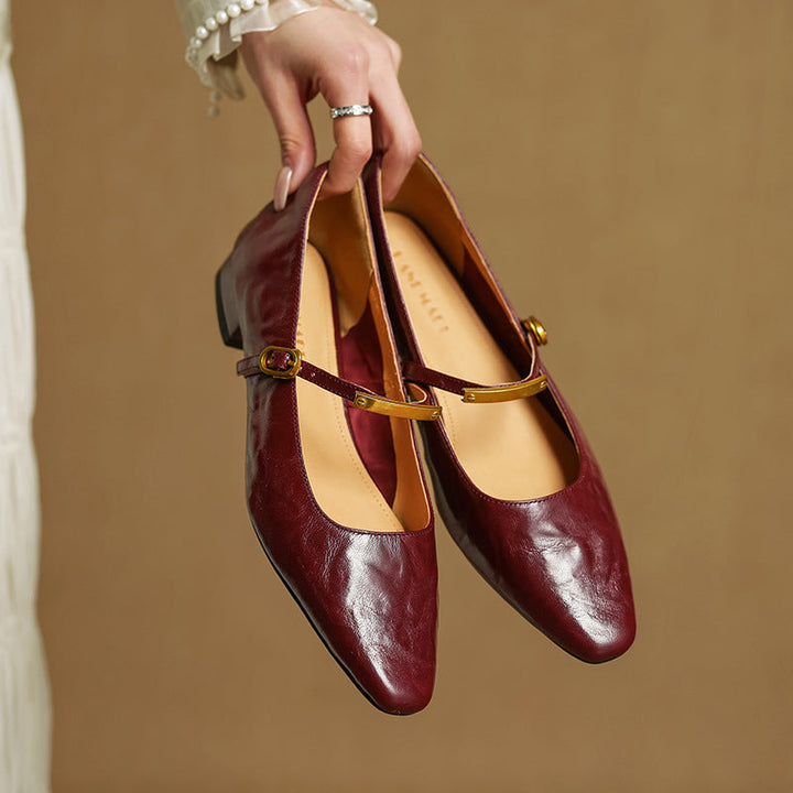 Rosa's Eloria Lambskin Leather Mary Janes
