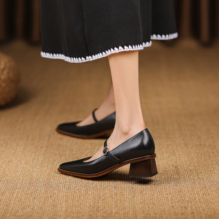 Rosa's Cirelle Strap Leather Mary Jane Heels