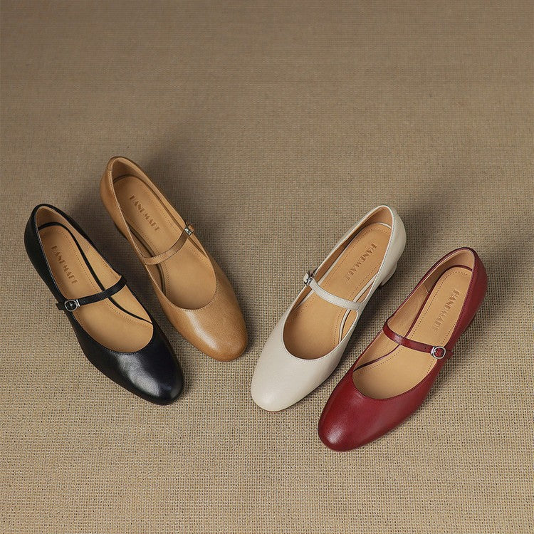 Rosa's Corinne Round-Toe Leather Mary Janes