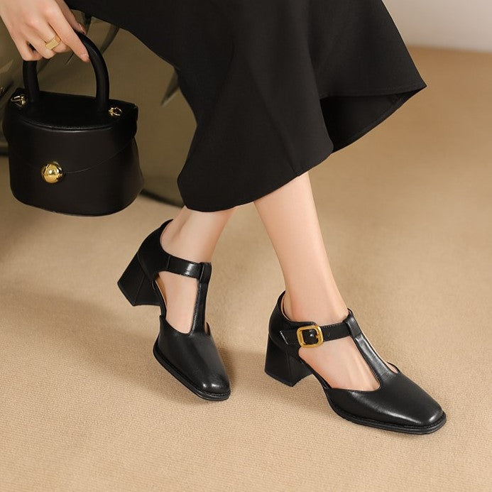 Rosa's Marcele T-Strap Leather Pumps