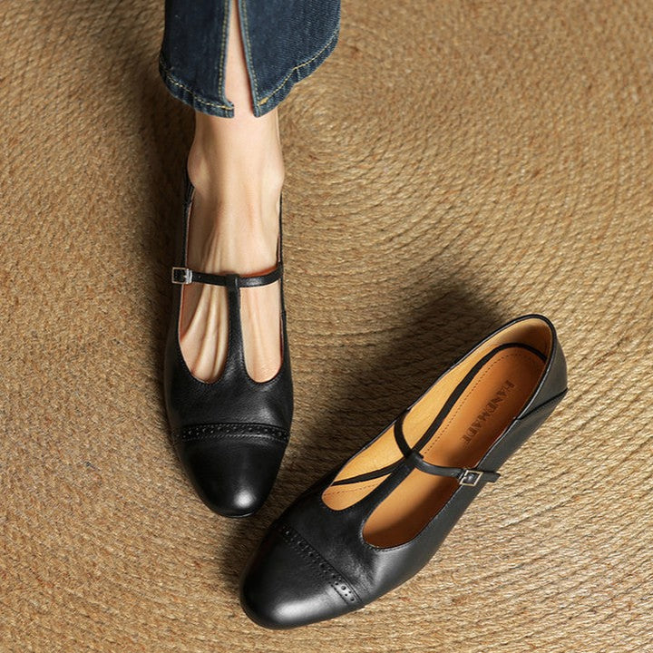 Rosa's Esmira T-Strap Leather Mary Janes
