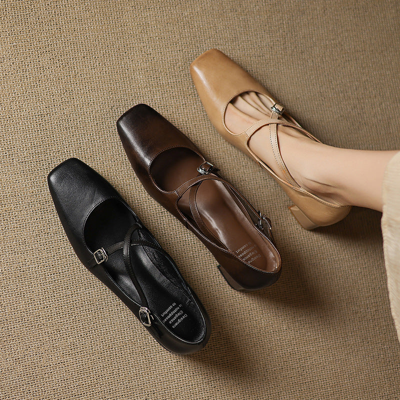 Rosa's Marvane Leather Kitten Heels