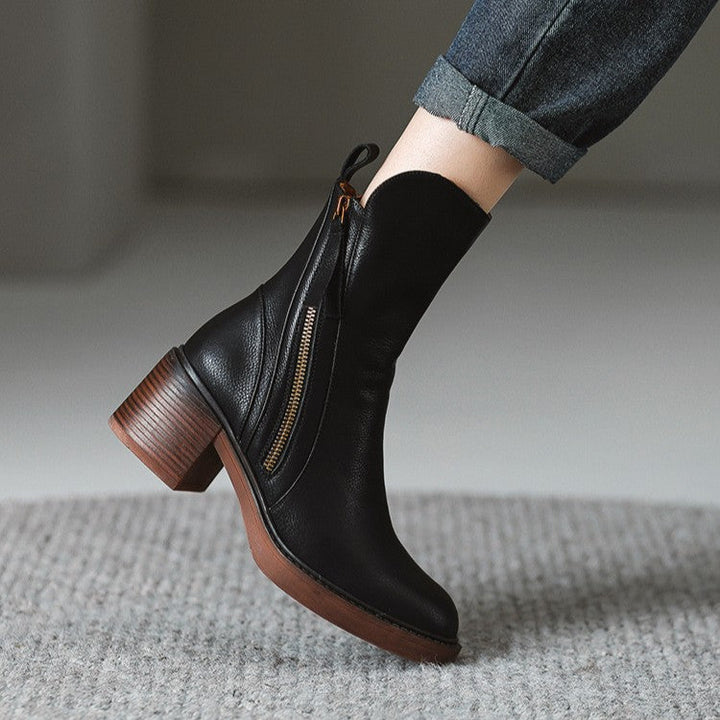 Rosa's Norwen Stacked-Heel Leather Boots
