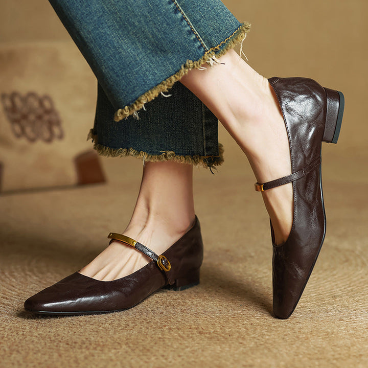 Rosa's Eloria Lambskin Leather Mary Janes