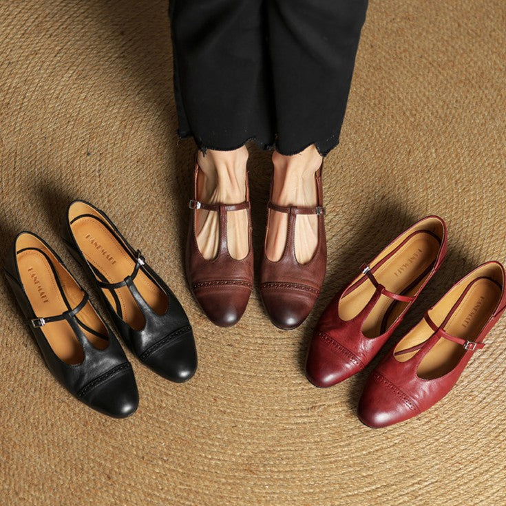Rosa's Esmira T-Strap Leather Mary Janes