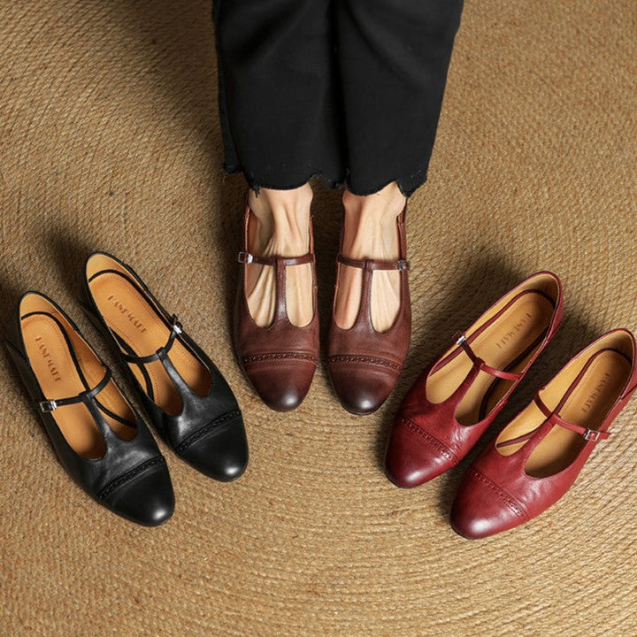 Rosa's Esmira T-Strap Leather Mary Janes
