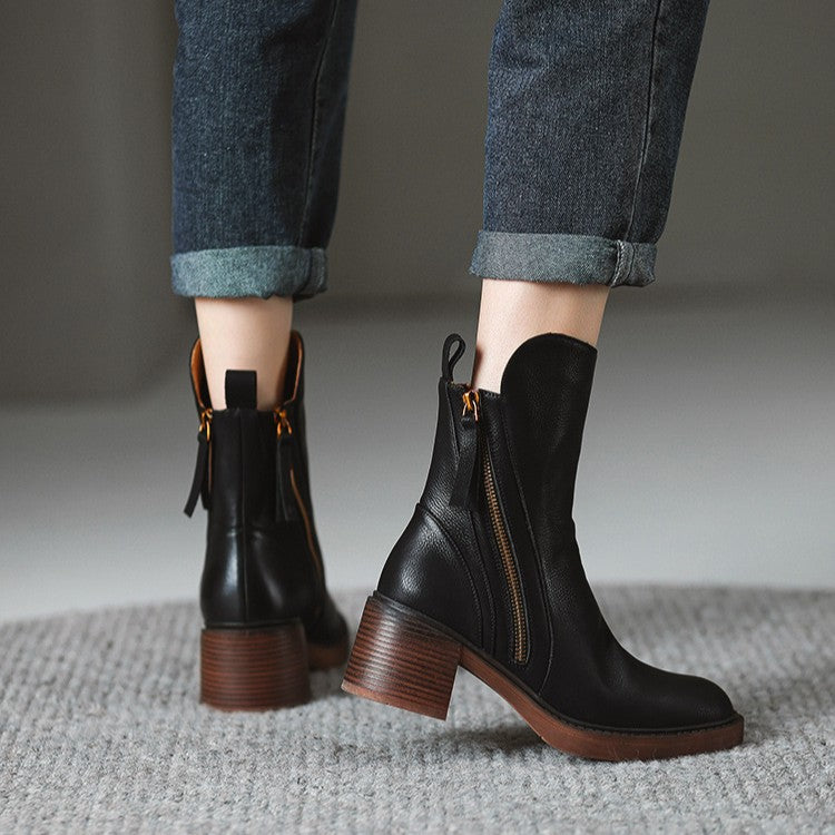 Rosa's Norwen Stacked-Heel Leather Boots