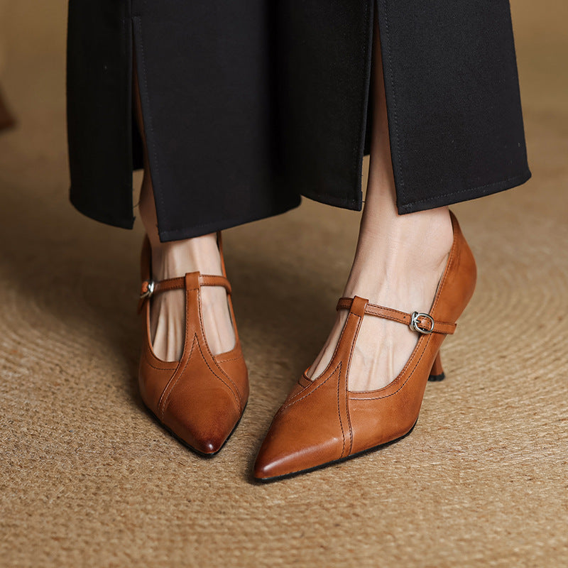 Rosa's Aveline T-Strap Leather Pumps