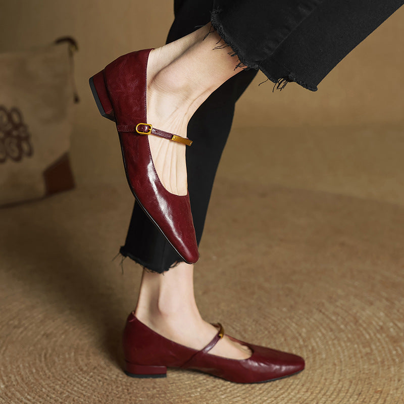 Rosa's Eloria Lambskin Leather Mary Janes
