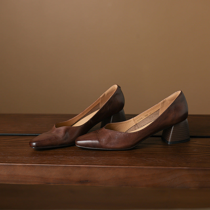 Rosa's Caldre Square Leather Pumps