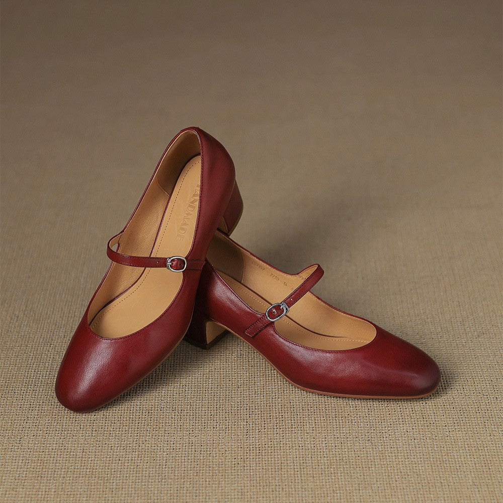 Rosa's Corinne Round-Toe Leather Mary Janes