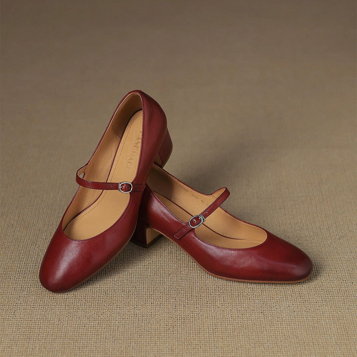Rosa's Corinne Round-Toe Leather Mary Janes
