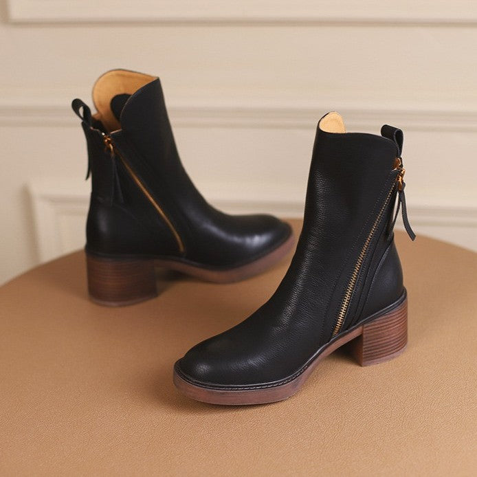 Rosa's Norwen Stacked-Heel Leather Boots