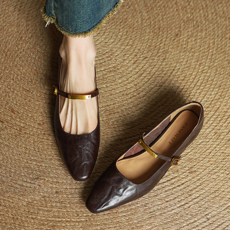 Rosa's Eloria Lambskin Leather Mary Janes