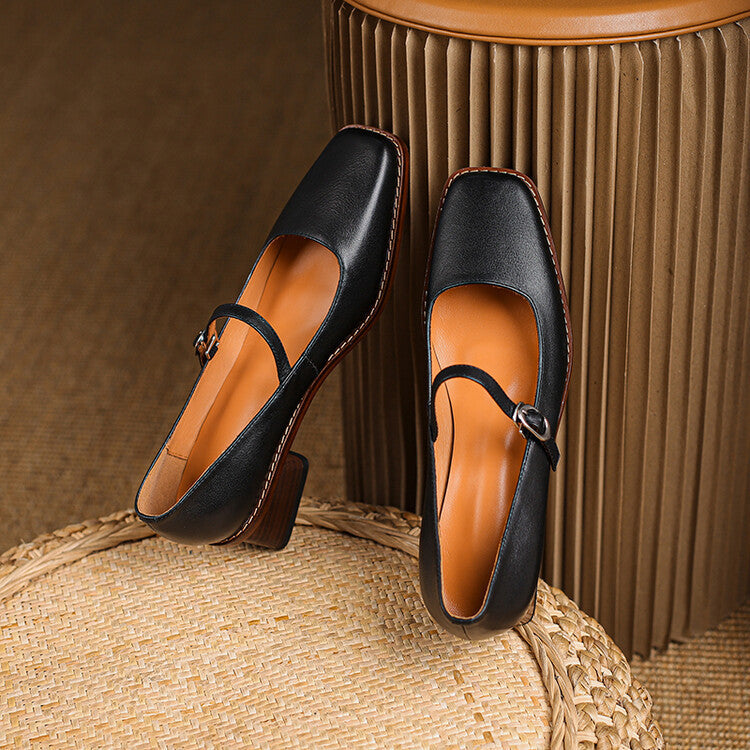 Rosa's Cirelle Strap Leather Mary Jane Heels
