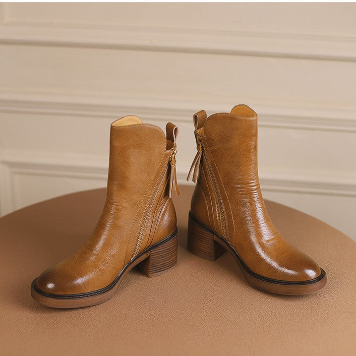 Rosa's Norwen Stacked-Heel Leather Boots
