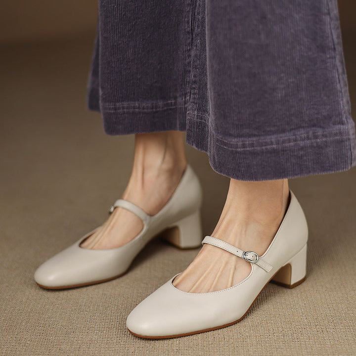 Rosa's Corinne Round-Toe Leather Mary Janes