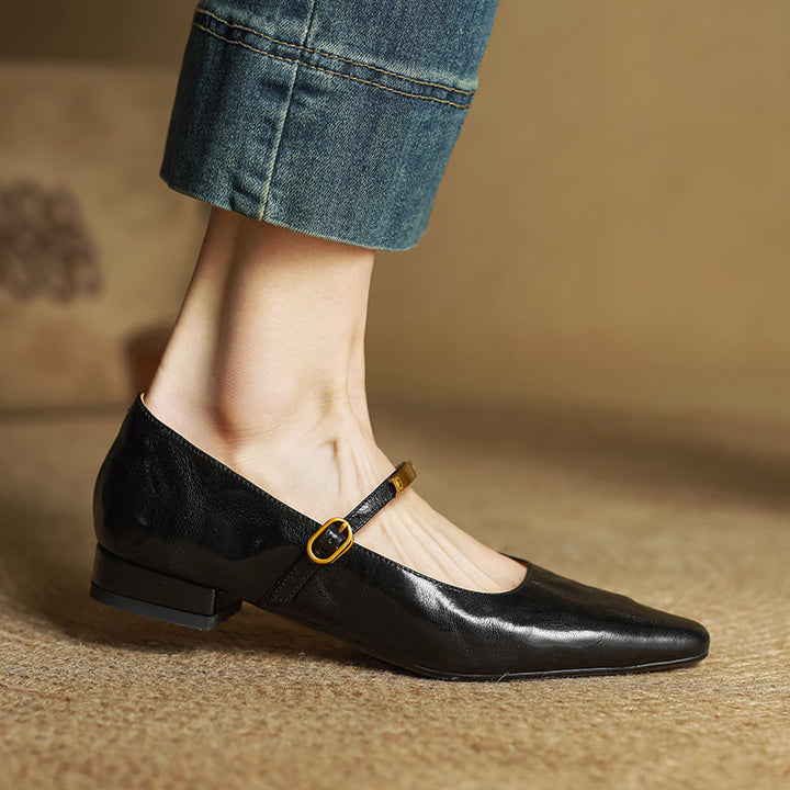 Rosa's Eloria Lambskin Leather Mary Janes