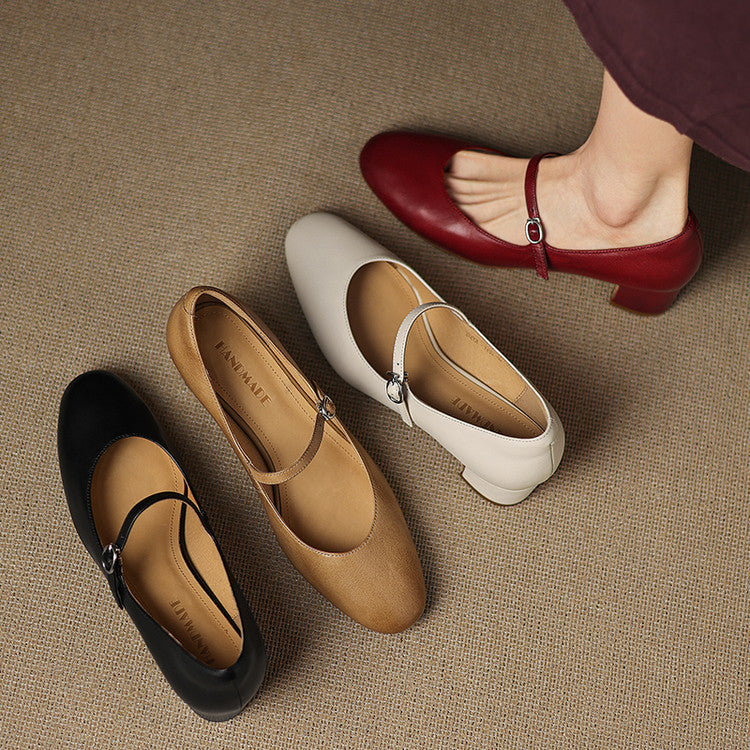 Rosa's Corinne Round-Toe Leather Mary Janes