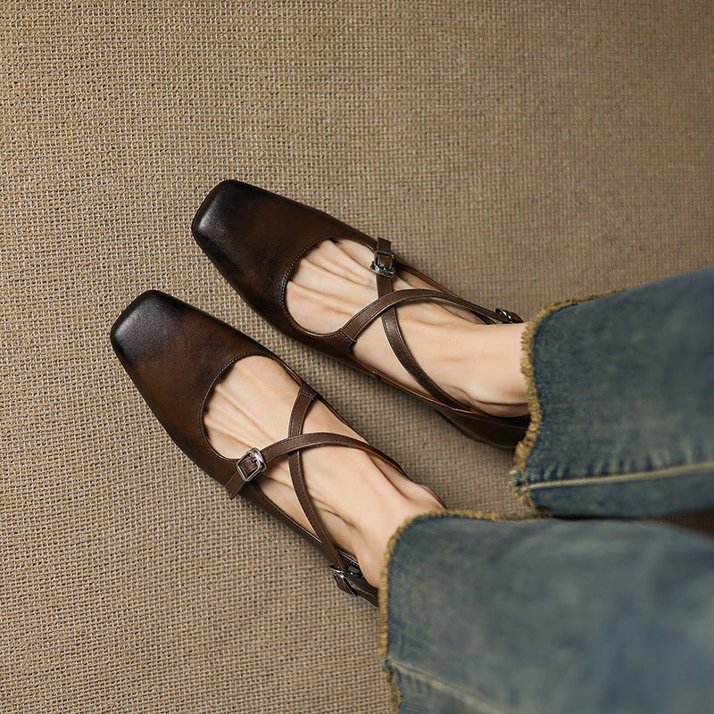 Rosa's Marvane Leather Kitten Heels