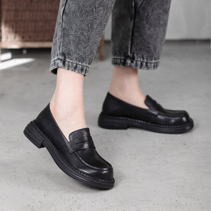Rosa's Demeris Round-Toe Leather Loafers