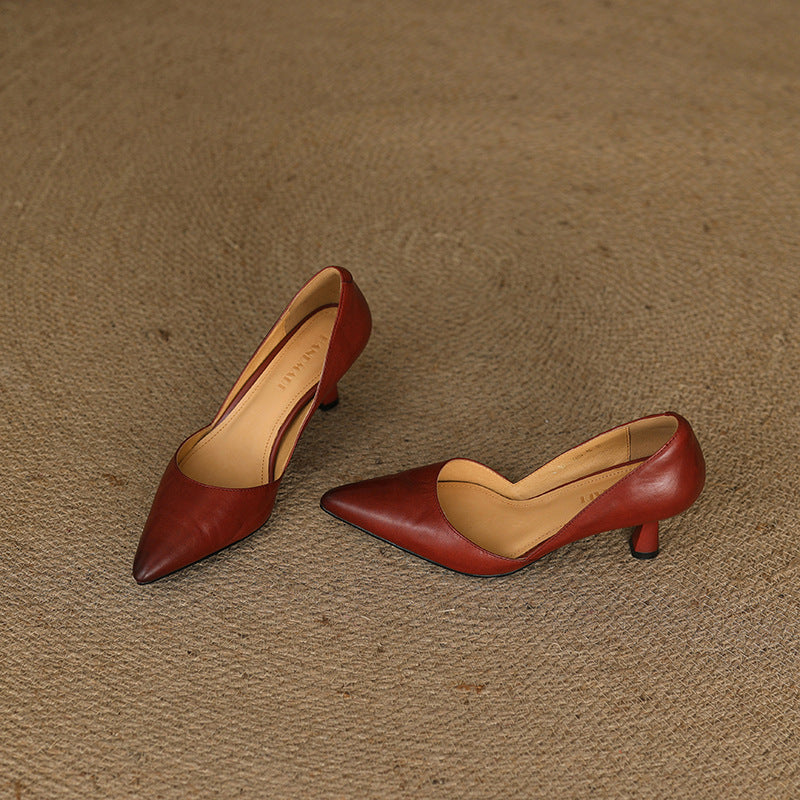 Rosa's Lorene Curve Leather Heels