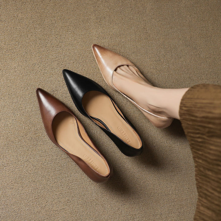 Rosa's Calenne Leather Kitten Heels