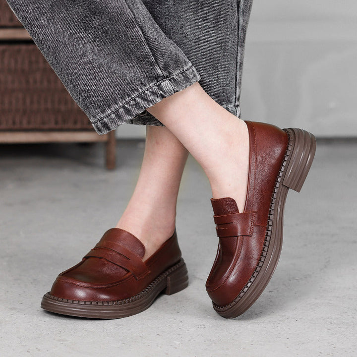 Rosa's Demeris Round-Toe Leather Loafers