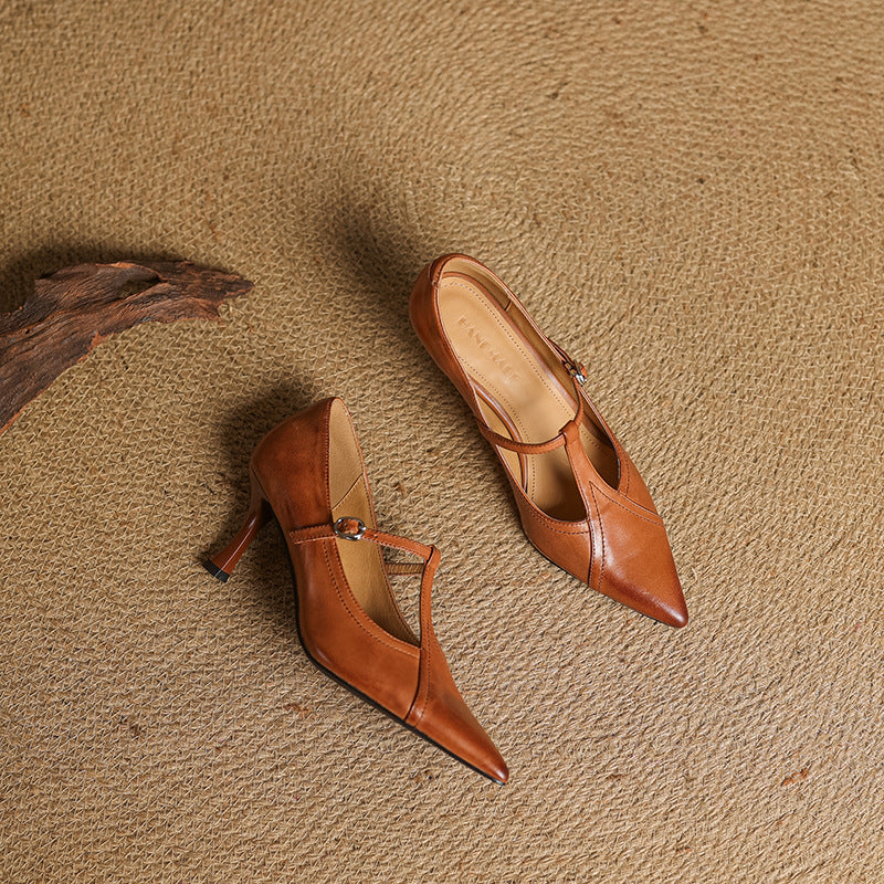 Rosa's Aveline T-Strap Leather Pumps