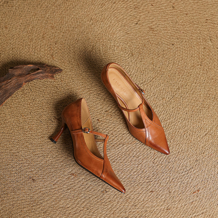 Rosa's Aveline T-Strap Leather Pumps