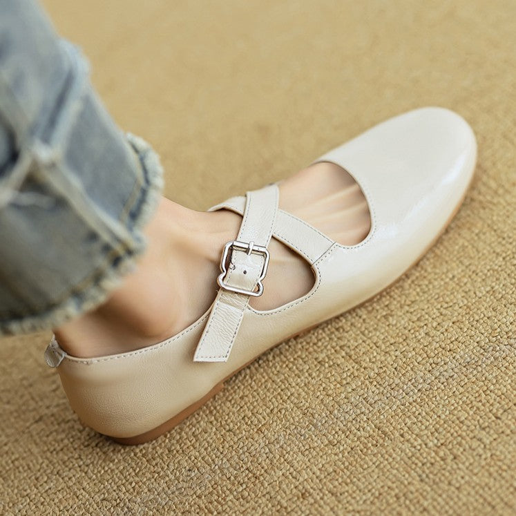 Rosa's Morven Cross-Strap Leather Flats