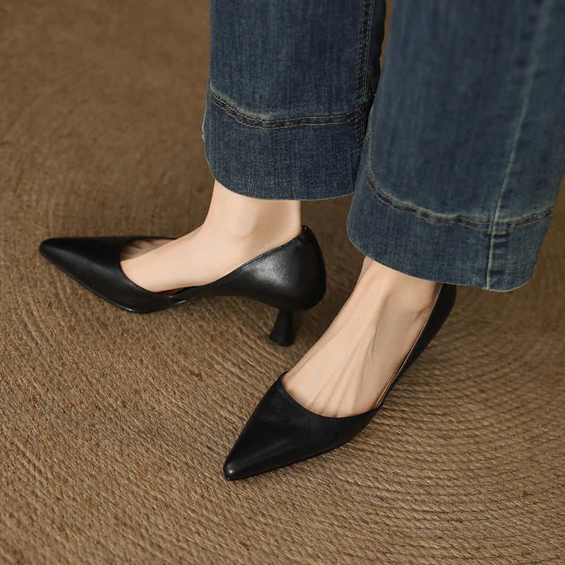 Rosa's Lorene Curve Leather Heels