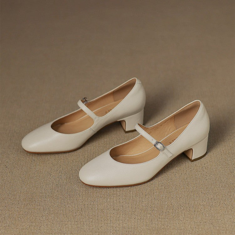 Rosa's Corinne Round-Toe Leather Mary Janes
