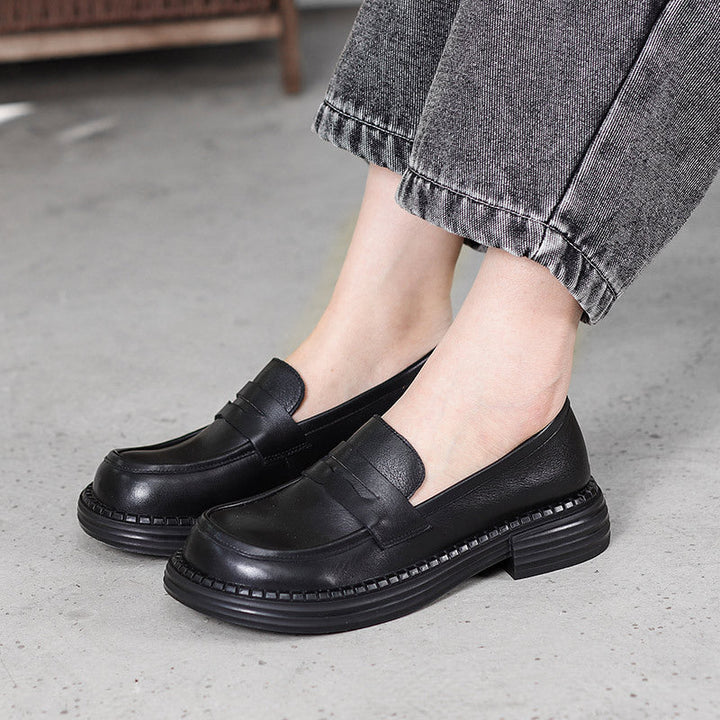 Rosa's Demeris Round-Toe Leather Loafers