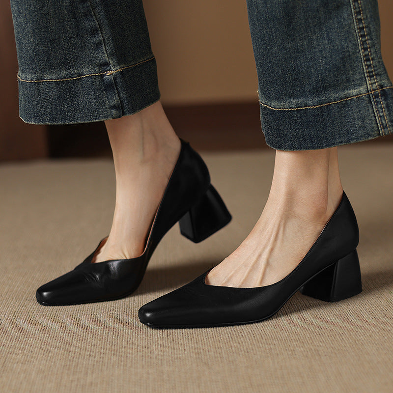 Rosa's Caldre Square Leather Pumps