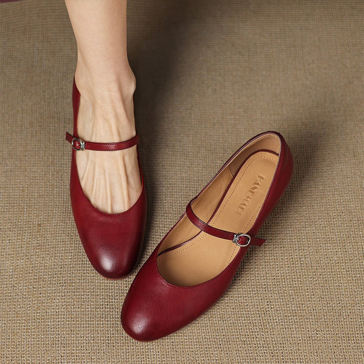 Rosa's Corinne Round-Toe Leather Mary Janes